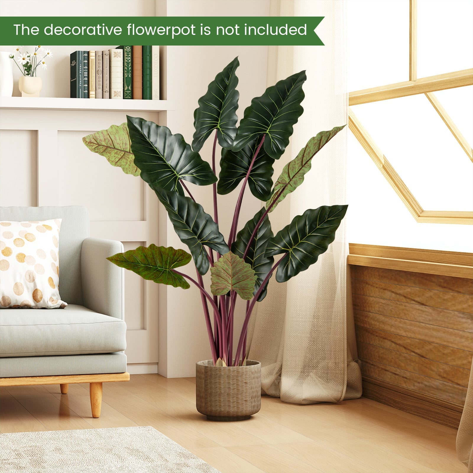 Artificial Rainbow Taro Tree 160cm Tall Fake Pre-potted Plant Set of 2