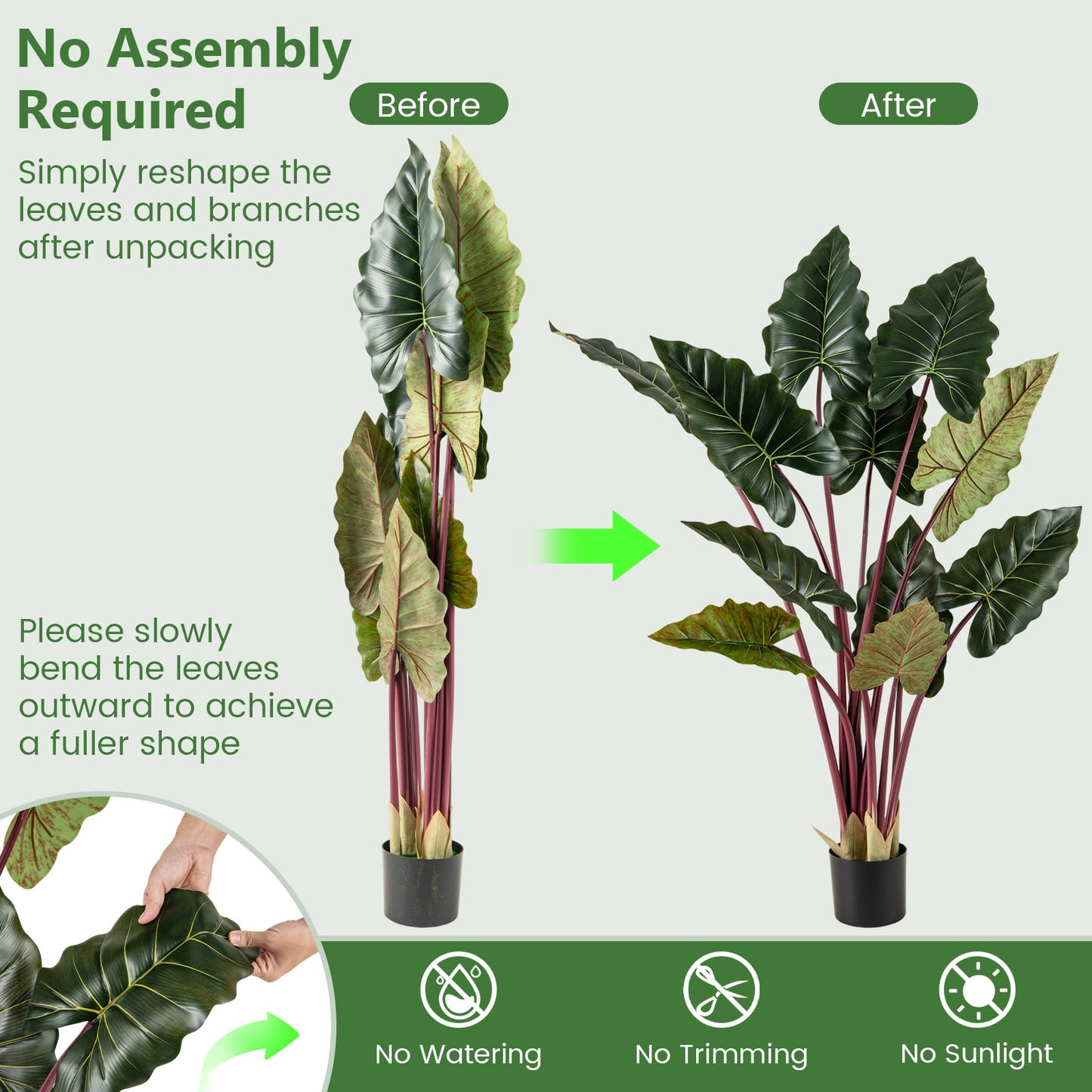 Artificial Rainbow Taro Tree 160cm Tall Fake Pre-potted Plant Set of 2