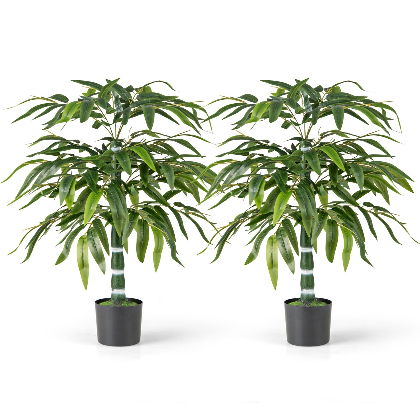 100 CM Artificial Bamboo Tree Set of 2 with Plastic Nursery Pot and Adjustable Branches