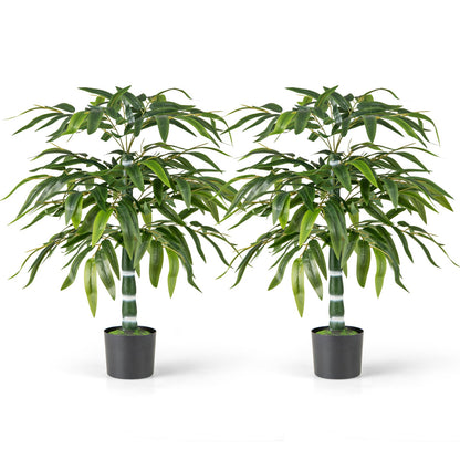 100 CM Artificial Bamboo Tree Set of 2 with Plastic Nursery Pot and Adjustable Branches