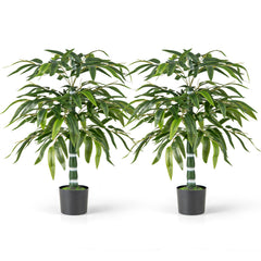 100 CM Artificial Bamboo Tree Set of 2 with Plastic Nursery Pot and Adjustable Branches
