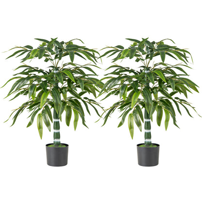 100 CM Artificial Bamboo Tree Set of 2 with Plastic Nursery Pot and Adjustable Branches