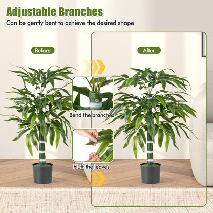 100 CM Artificial Bamboo Tree Set of 2 with Plastic Nursery Pot and Adjustable Branches