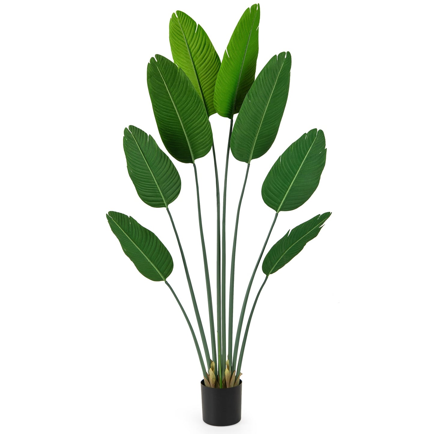 1.9 M Artificial Banana Leaf Tree with 8 Fabric Banana Leaves and Stable Cement-filled Pot