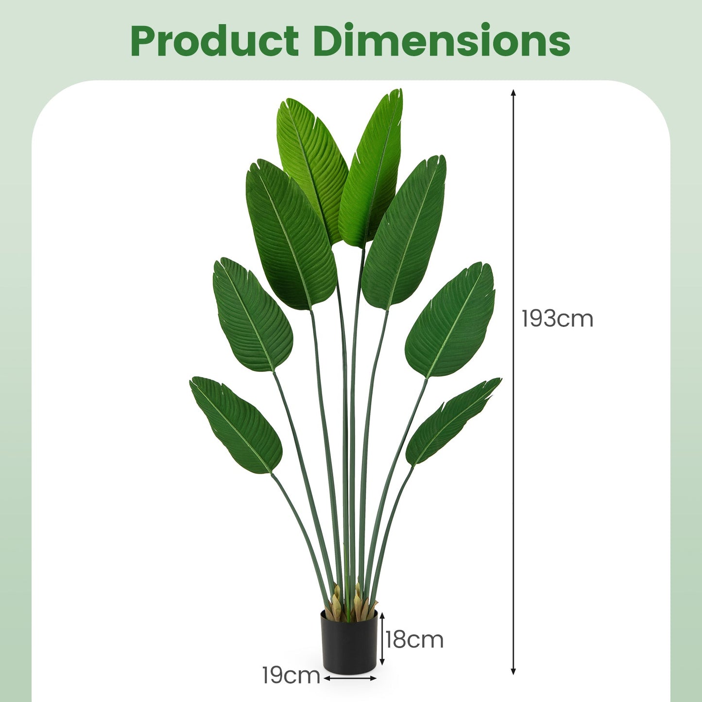 1.9 M Artificial Banana Leaf Tree with 8 Fabric Banana Leaves and Stable Cement-filled Pot