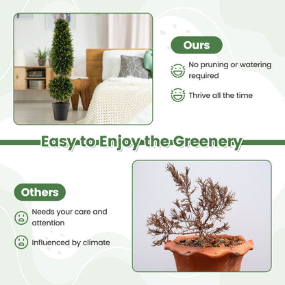 120 CM Artificial Boxwood Topiary Tree with Cement-Filled Flowerpot