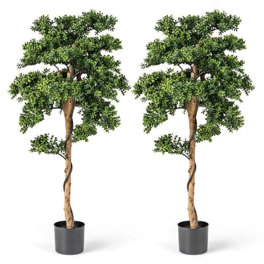 Artificial Boxwood Topiary Tree Potted Plants with PE Leaves-Green