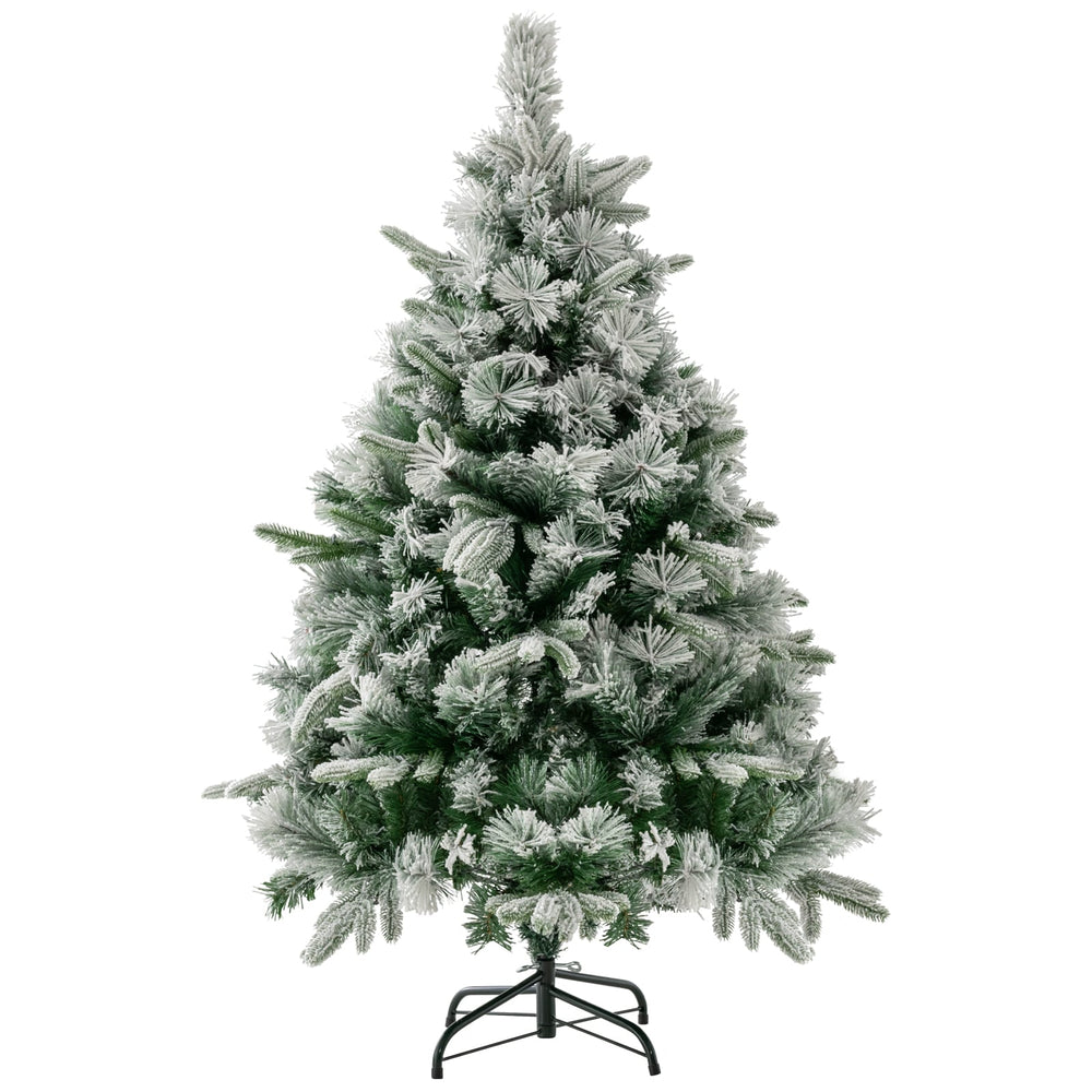 Pre-Lit Snow Flocked Christmas Tree with Warm-White LED Lights-4.5 ft