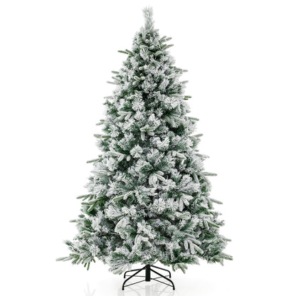 Pre-Lit Snow Flocked Christmas Tree with Warm-White LED Lights-6 ft