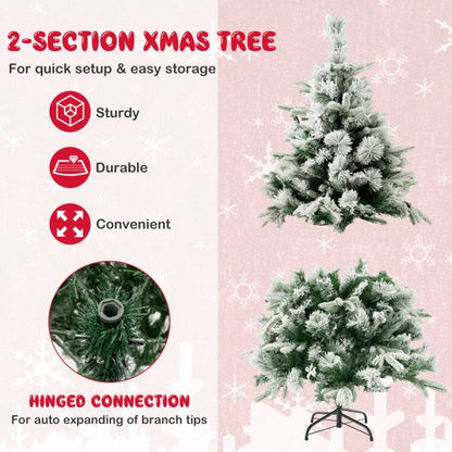 Artificial Christmas Tree with LED Lights, 8 Lighting Modes and Foldable Metal Stand-4.5 ft