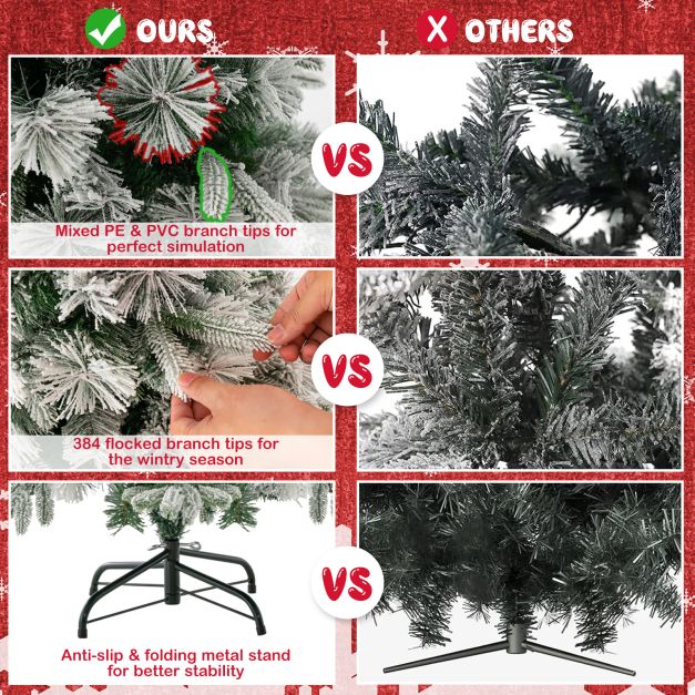 Artificial Christmas Tree with LED Lights, 8 Lighting Modes and Foldable Metal Stand-4.5 ft