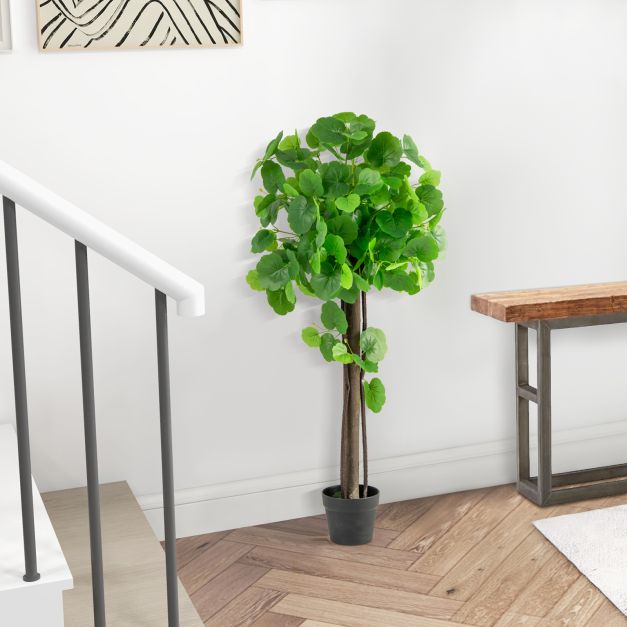 Artificial Crabapple Tree Fake Plant in Pot with Real Wood Trunk and Branches