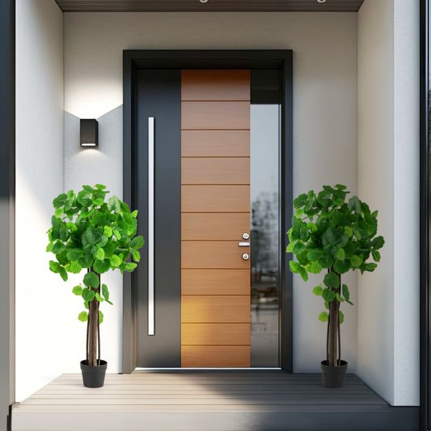 Artificial Crabapple Tree Fake Plant in Pot with Real Wood Trunk and Branches