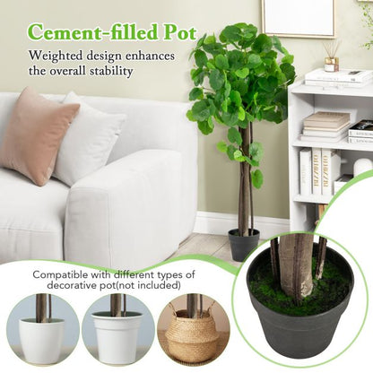 Artificial Crabapple Tree Fake Plant in Pot with Real Wood Trunk and Branches