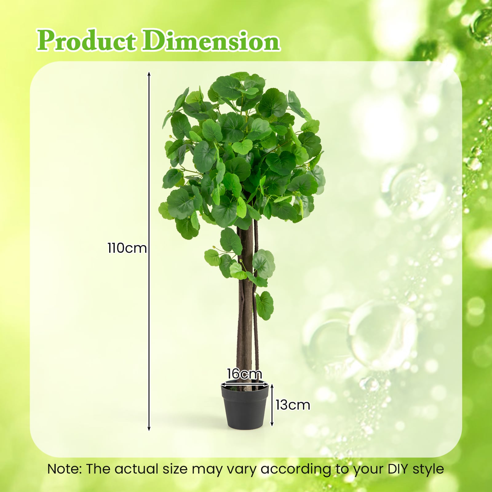Artificial Crabapple Tree Fake Plant in Pot with Real Wood Trunk and Branches