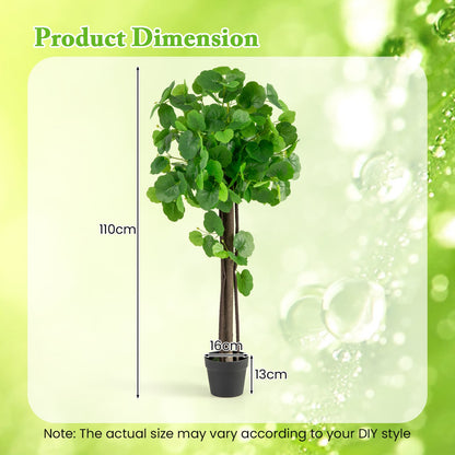 Artificial Crabapple Tree Fake Plant in Pot with Real Wood Trunk and Branches