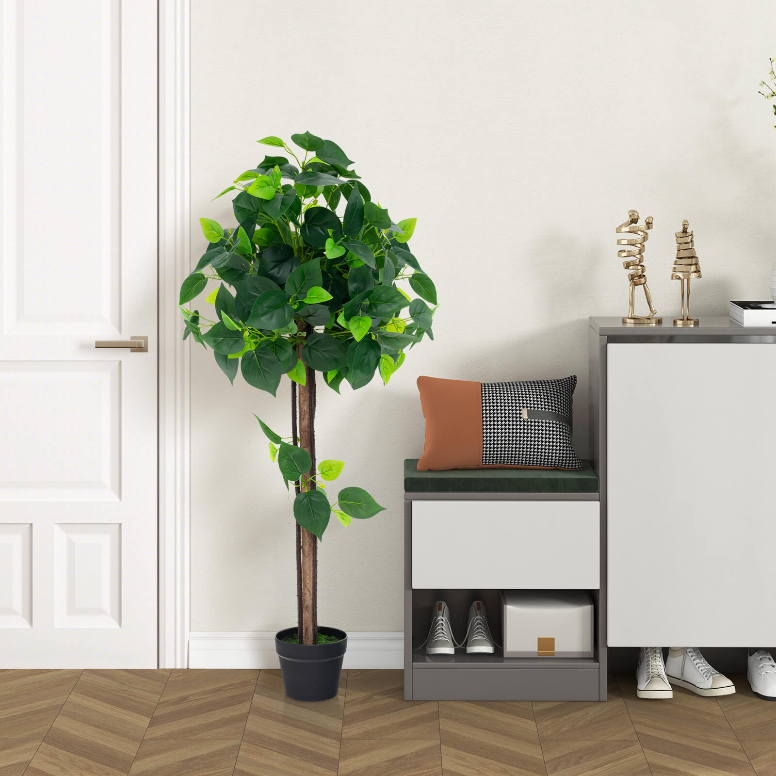 Artificial Hydrangea Tree Fake Potted Silk Tree with Realistic Hydrangea Leaves