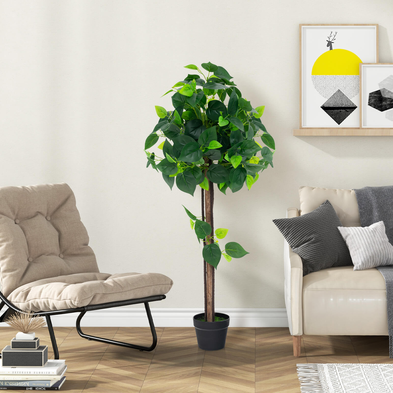 Artificial Hydrangea Tree Fake Potted Silk Tree with Realistic Hydrangea Leaves