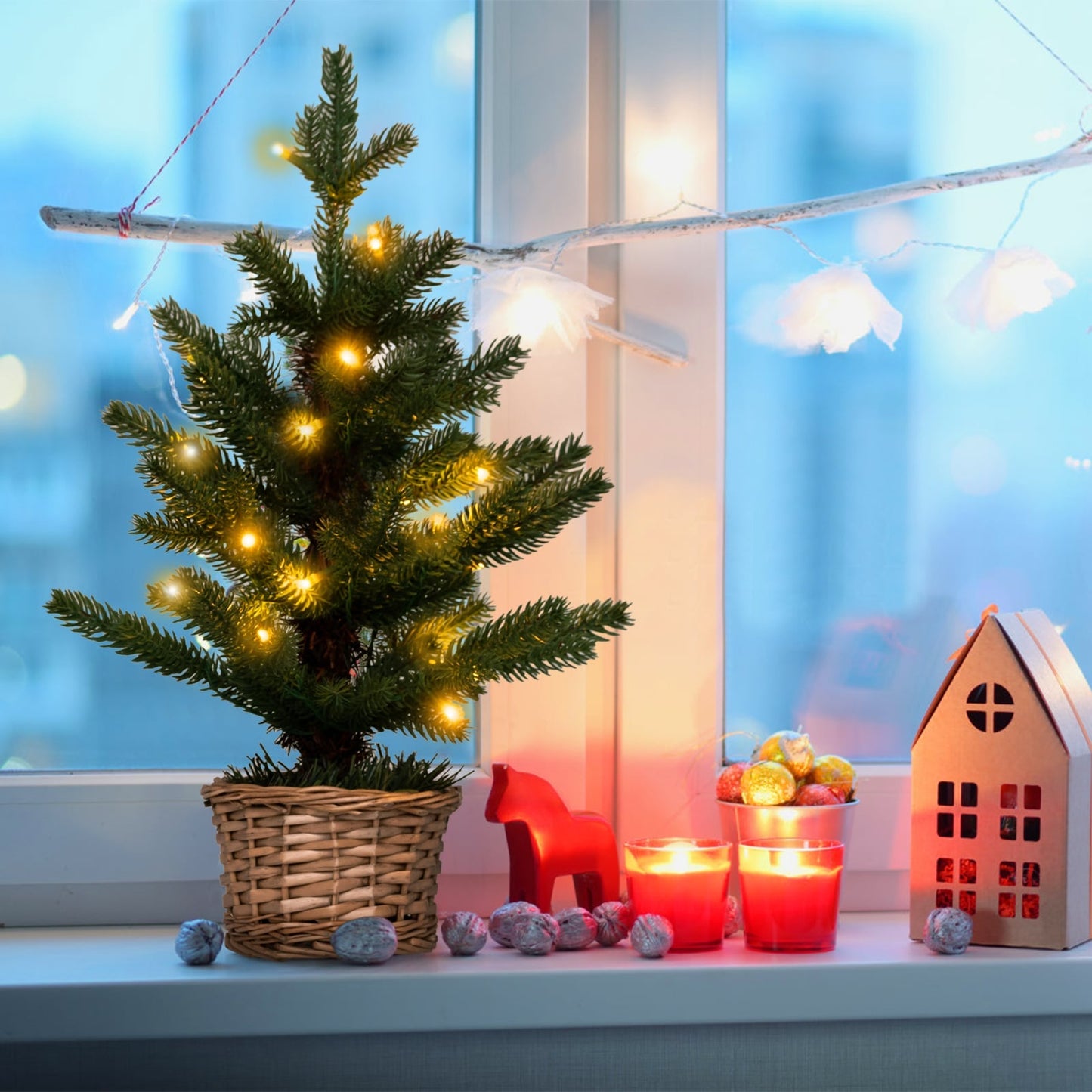 Pre-lit Artificial Mini Christmas Tree with 96 Branch Tips