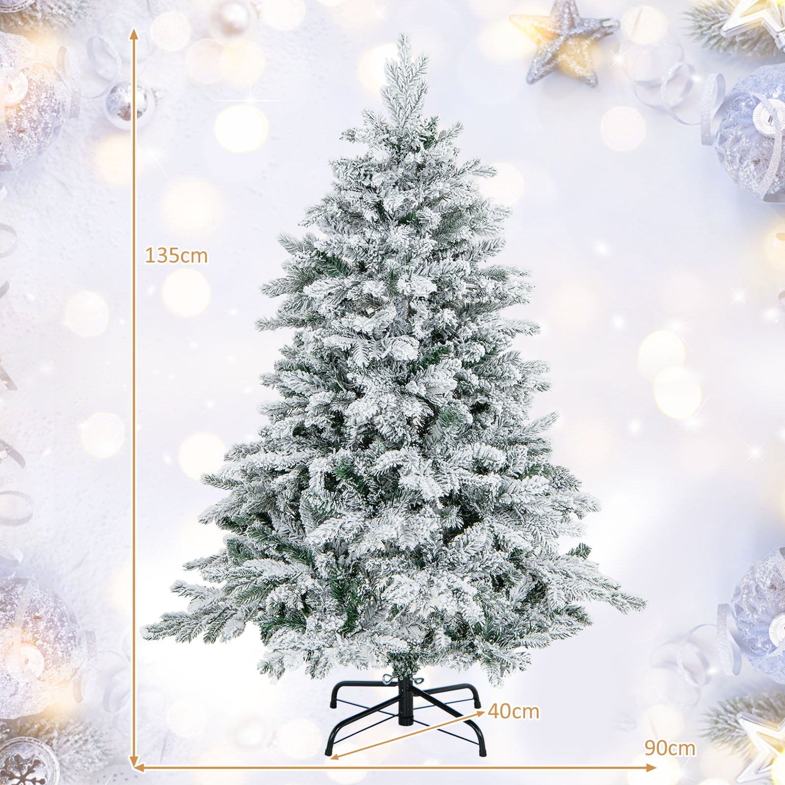 Artificial Xmas Tree Flocked Christmas Tree with Branch Tips-S