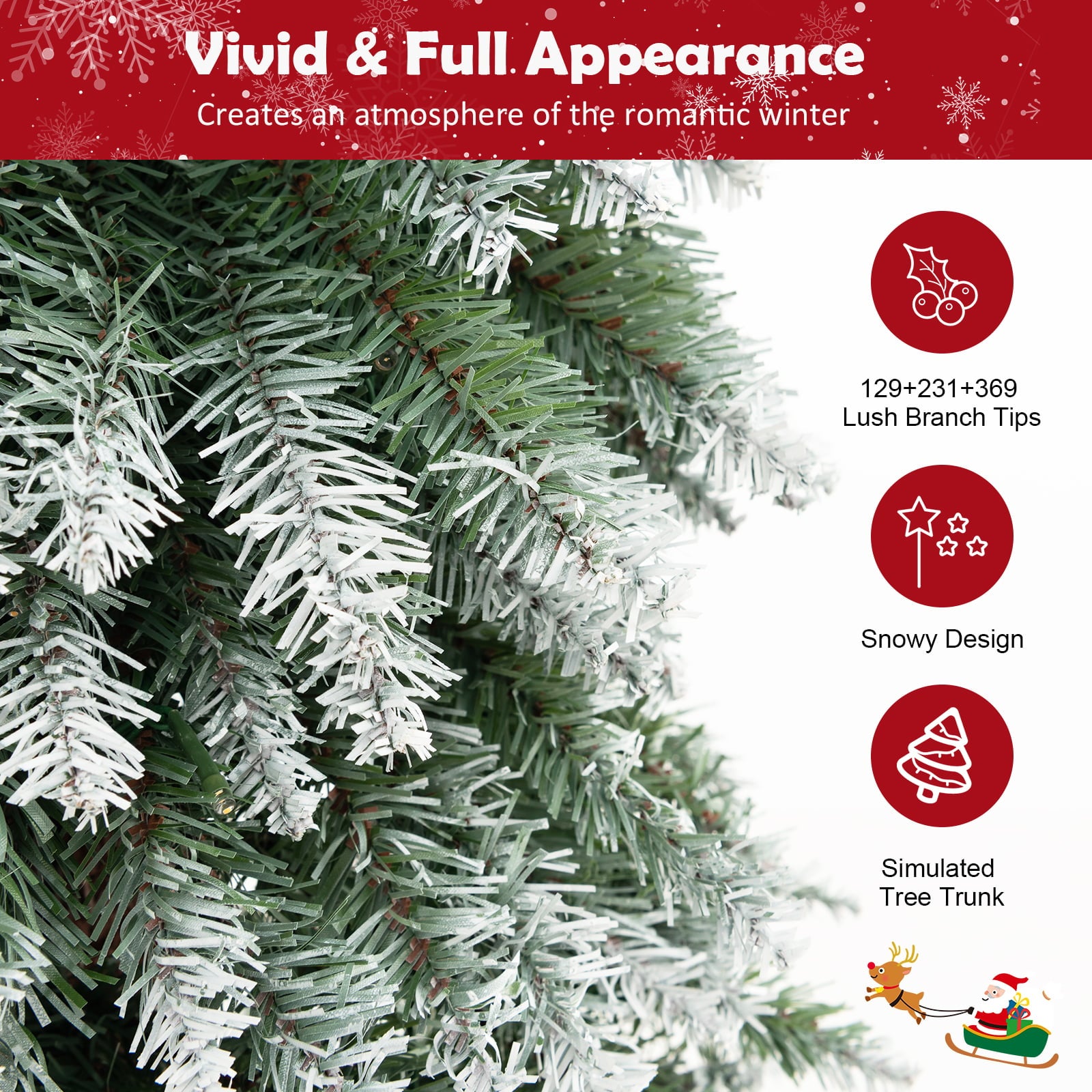 Artificial Xmas Tree Set of 3 with PVC Branch Tips and Warm White LED Lights