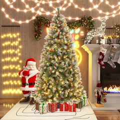 6.5 FT Artificial Xmas Tree with 909 PVC Branch Tips and 420 Warm White LED Lights