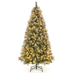 6.5 FT Artificial Xmas Tree with 909 PVC Branch Tips and 420 Warm White LED Lights