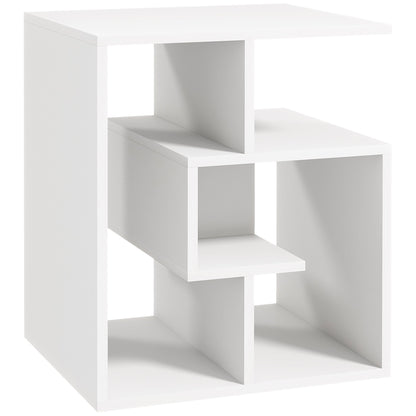 HOMCOM Side Table, 3 Tier End Table with Open Storage Shelves, Living Room Coffee Table Organiser Unit, White