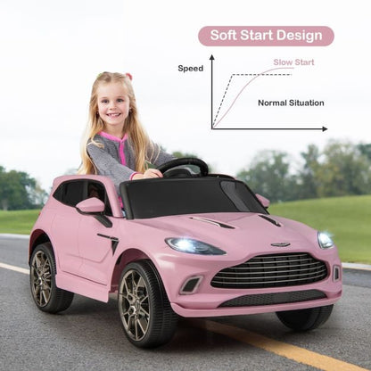 Aston Matin Licensed Kids Ride on Vehicle with Horn Music and LED Lights-Pink
