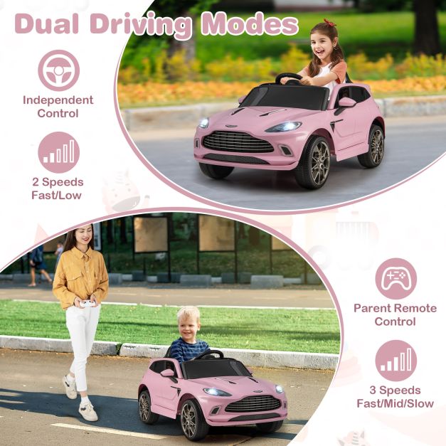 Aston Matin Licensed Kids Ride on Vehicle with Horn Music and LED Lights-Pink