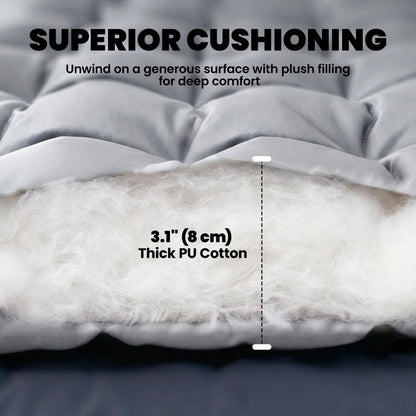 Outsunny Sleeping Mat, Foldable Camping Mattress Pad with Elastic Straps, Light Grey