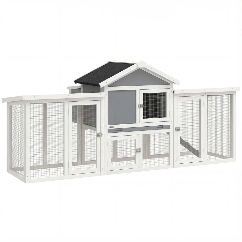 PawHut Large Chicken Coop, Wooden Outdoor Chicken Cage Poultry Hen House with Nesting Box