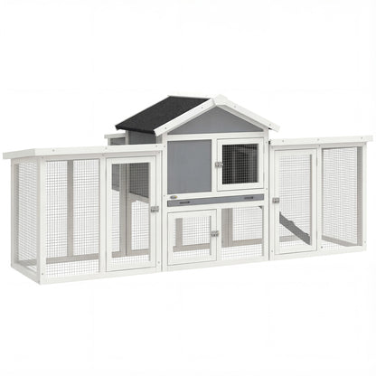 PawHut Large Chicken Coop, Wooden Outdoor Chicken Cage Poultry Hen House with Nesting Box