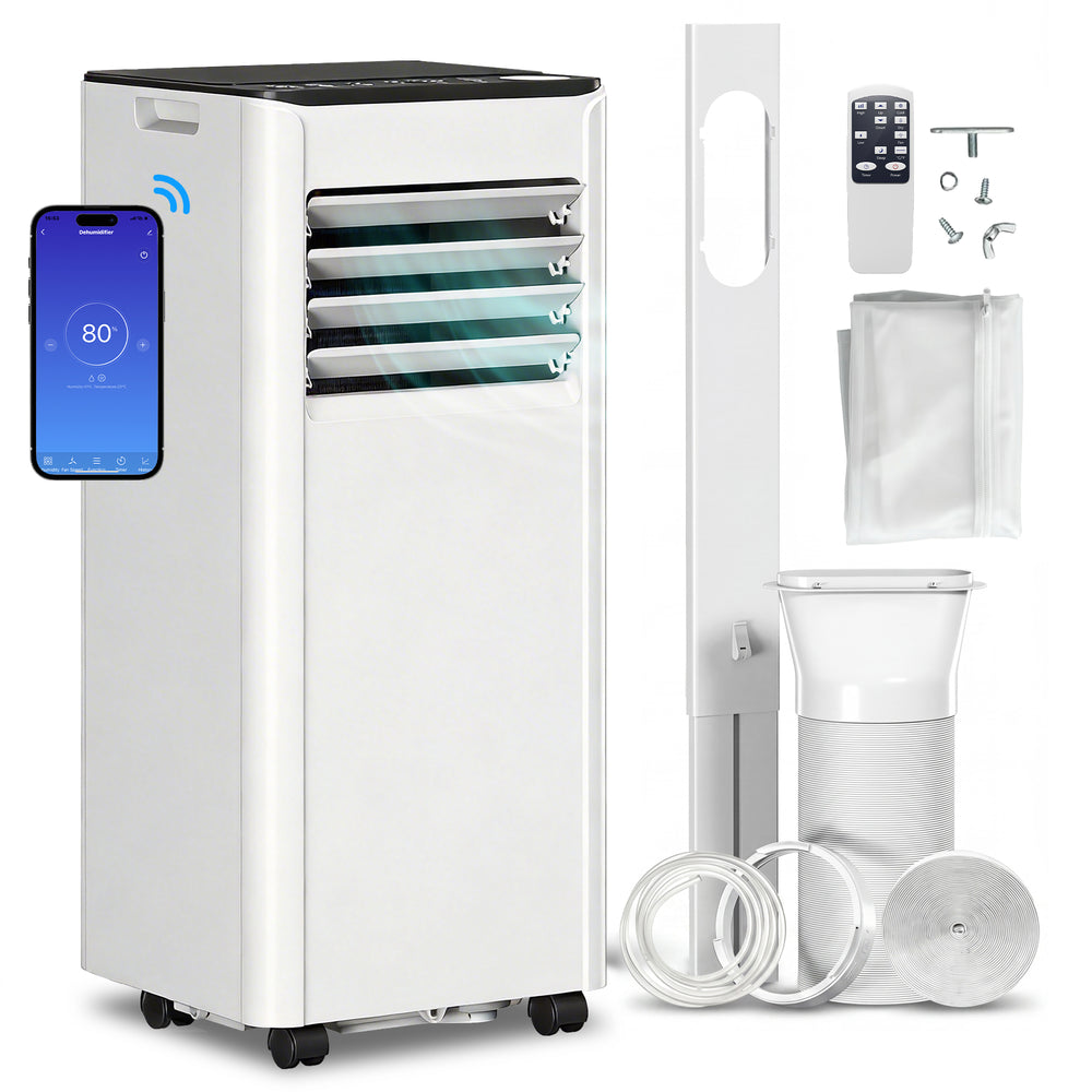 HOMCOM Portable Air Conditioner 7000 BTU, 4-in-1 AC Unit with Cool, Dehumidifier, Fan, Sleep Mode, WiFi Voice Remote Control