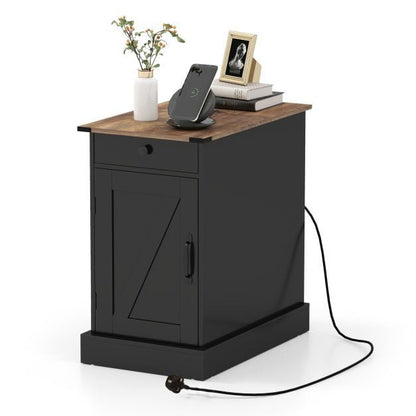 Living Room Set with End Table Farmhouse Nightstand and 2-Seater PU Leather Sofa Loveseat