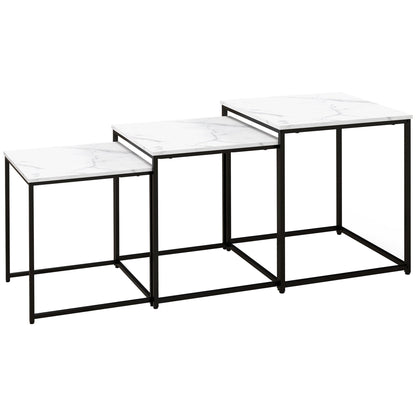 HOMCOM Three Nest of Tables, Marble Effect Finish