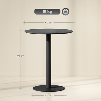 HOMCOM Dining Table, Round Kitchen Table with Steel Base for Living Room, Dining Room, 60 x 60 x 72cm, Black