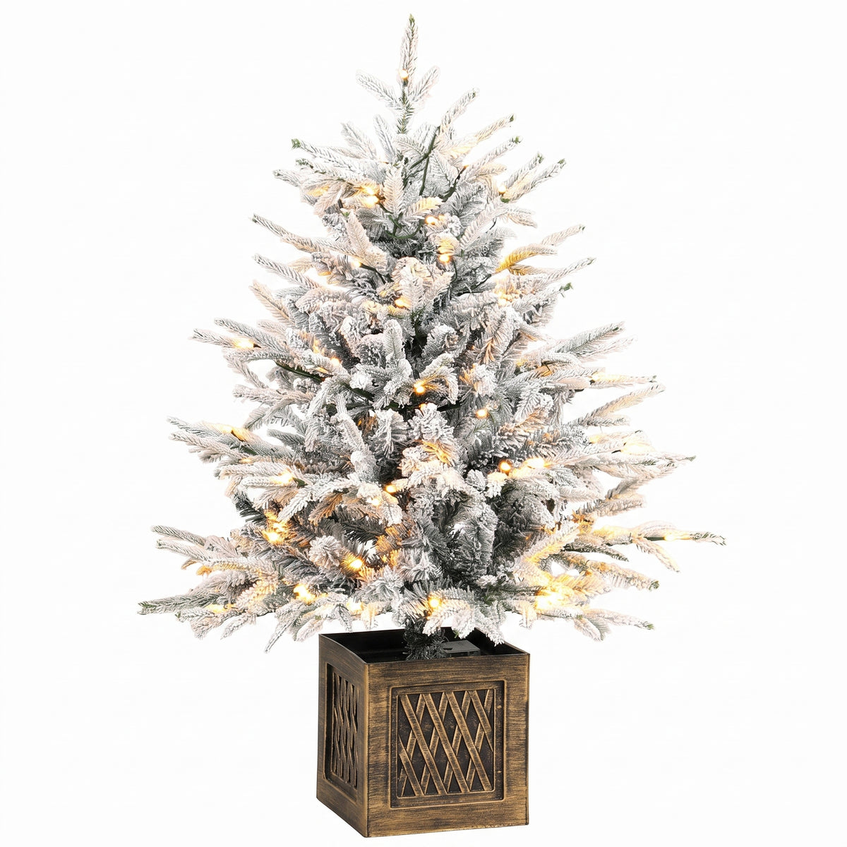 HOMCOM 90 cm Prelit Flocked Table Christmas Tree, Artificial Christmas Tree with 70 Warm White LED Lights, 488 Tips, Green