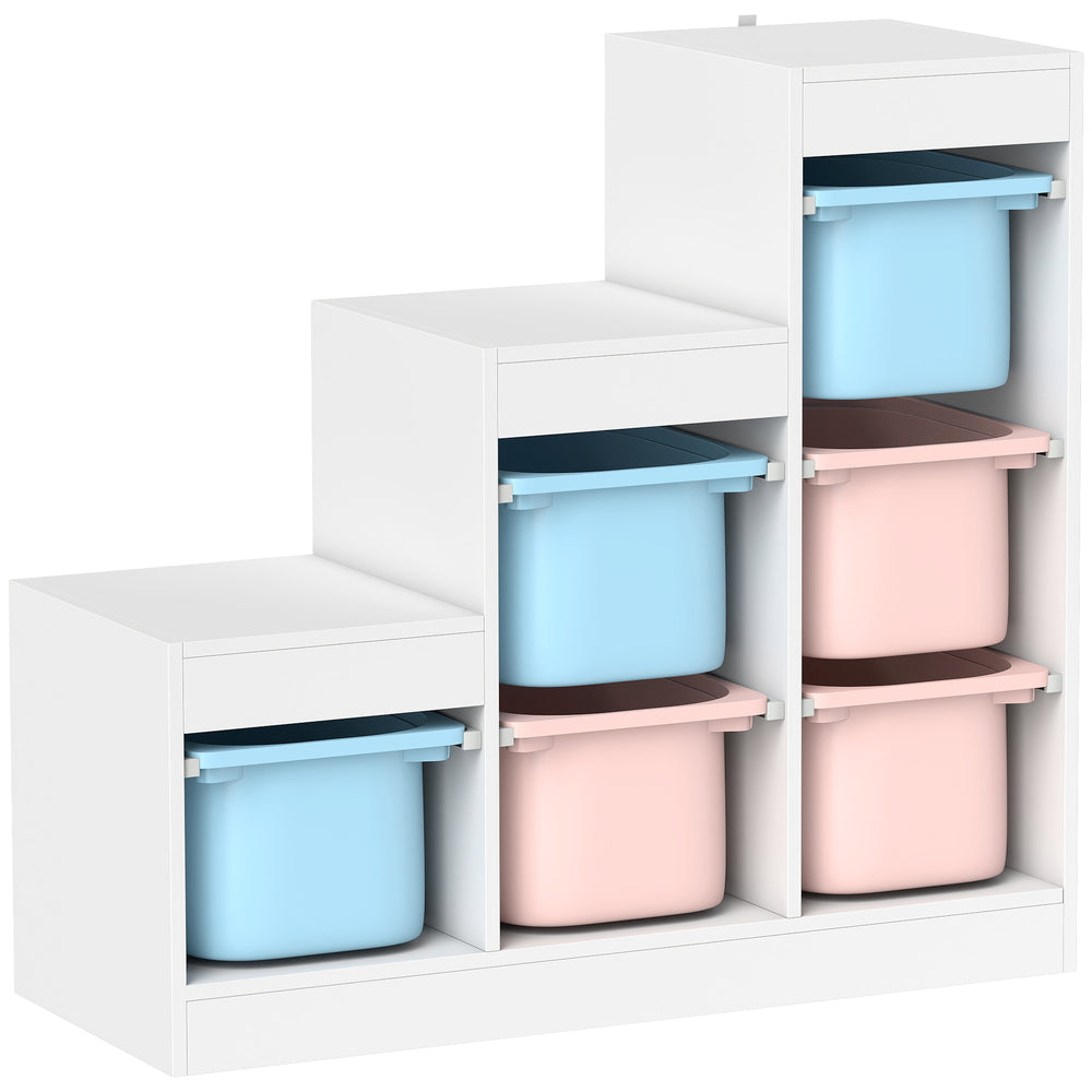AIYAPLAY Toy Storage Organiser, Three-Layer Kids Toy Storage Units, with Removable Bins, for Ages 3-8 Years, Multi-colour