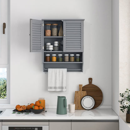 Bathroom Wall Cabinet with 2 Doors and 3-Position Adjustable Shelf-Grey