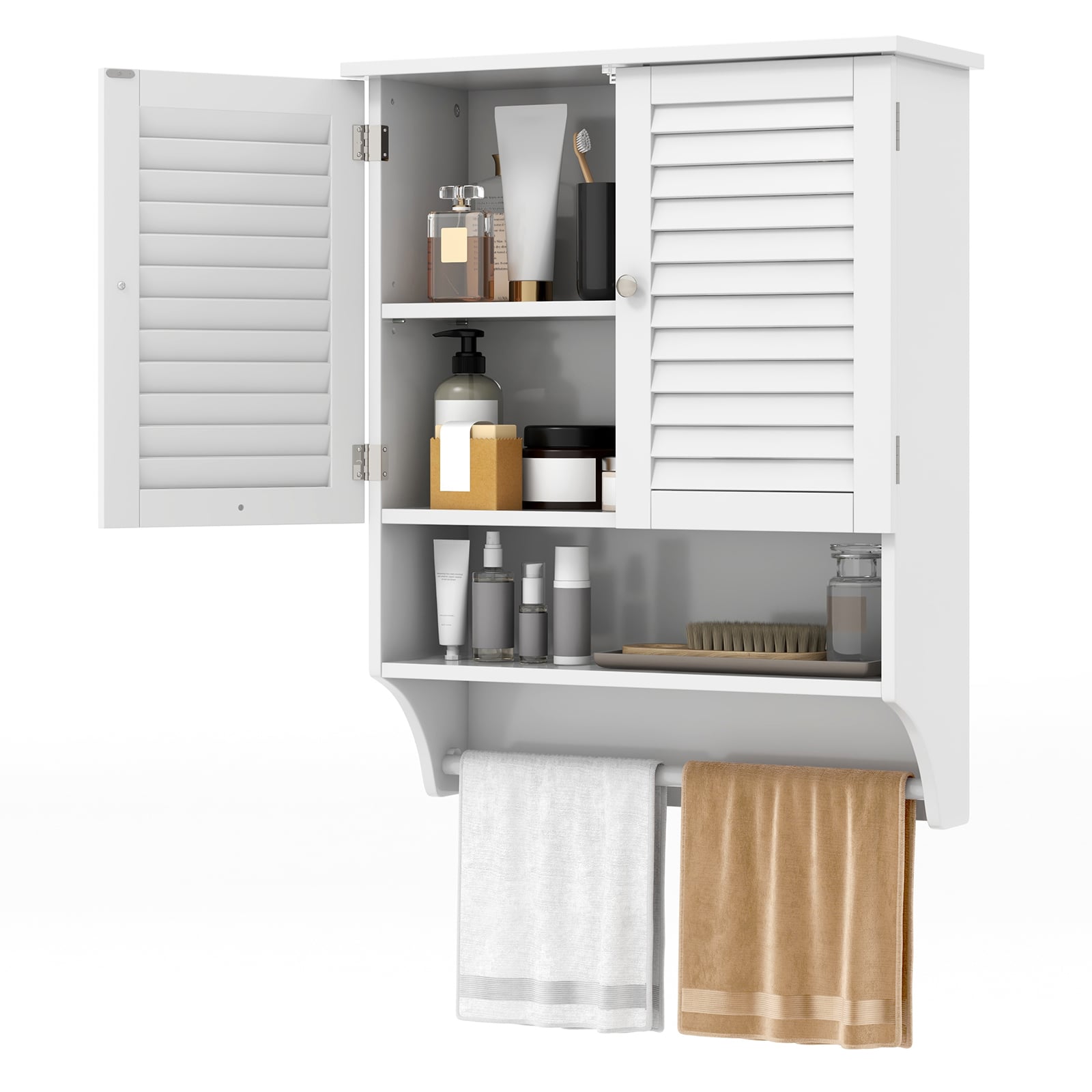 Bathroom Wall Cabinet with 2 Doors and 3-Position Adjustable Shelf-White