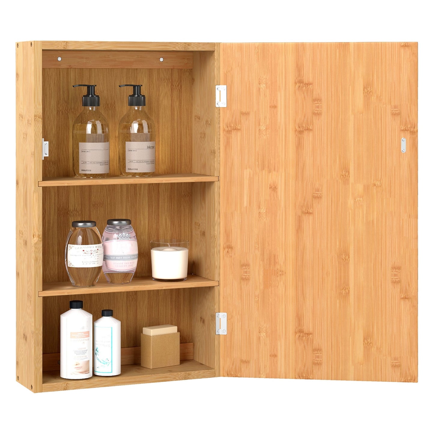 Bathroom Wall Cabinet Bamboo Medicine Cabinet with Mirror-Natural