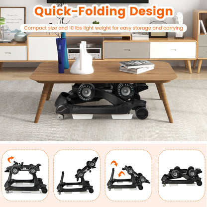 4-in-1 Baby Push Walker with Adjustable Height and Speed-Black