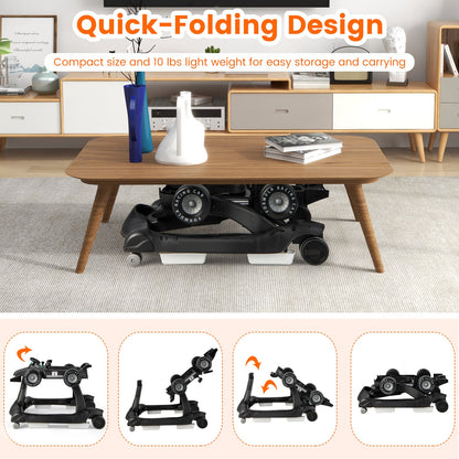 4-in-1 Baby Push Walker with Adjustable Height and Speed-Black