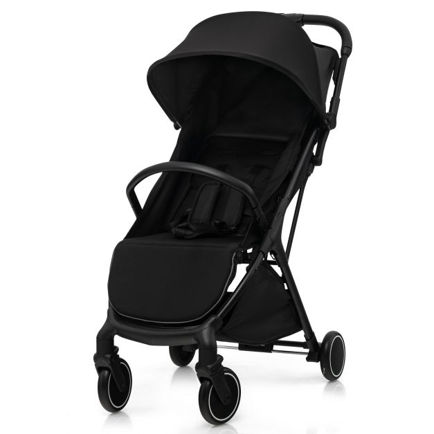 Lightweight Baby Stroller with Aluminum Frame and Detachable Seat Cover-Black