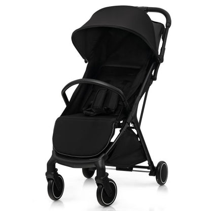 Lightweight Baby Stroller with Aluminum Frame and Detachable Seat Cover-Black