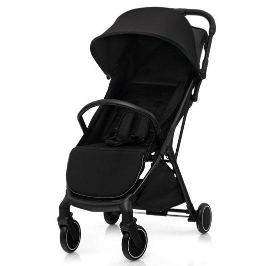 Lightweight Baby Stroller with Aluminum Frame and Detachable Seat Cover-Black