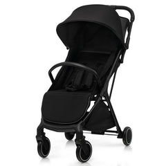 Lightweight Baby Stroller with Aluminum Frame and Detachable Seat Cover-Black
