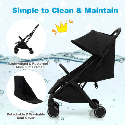 Lightweight Baby Stroller with Detachable Seat Cover-Black