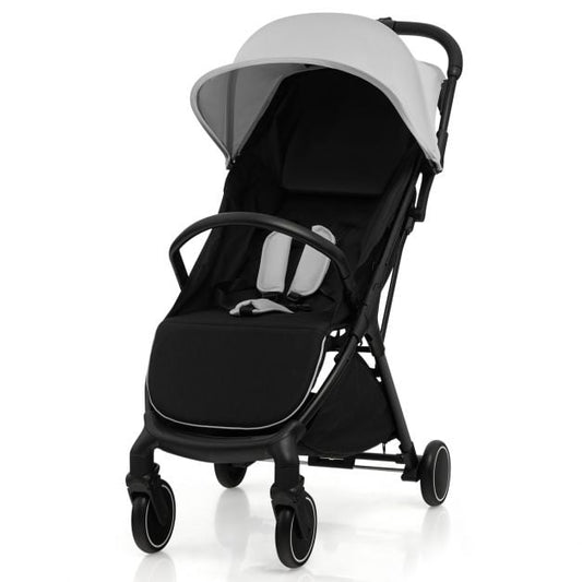 Lightweight Baby Stroller with Aluminum Frame and Detachable Seat Cover-Grey
